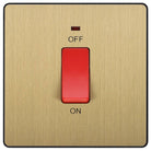 Evolve Polycarbonate Satin Brass 45A Cooker Switch with Neon PCDSB74B - The Switch Depot