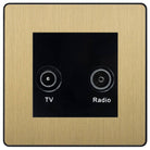 Evolve Polycarbonate Satin Brass Diplex TV Socket PCDSBTVFMB - The Switch Depot