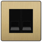 Evolve Polycarbonate Satin Brass Double Master Telephone Socket PCDSBBTM2B - The Switch Depot