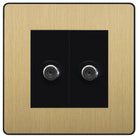 Evolve Polycarbonate Satin Brass Double Satellite Socket PCDSB612B - The Switch Depot