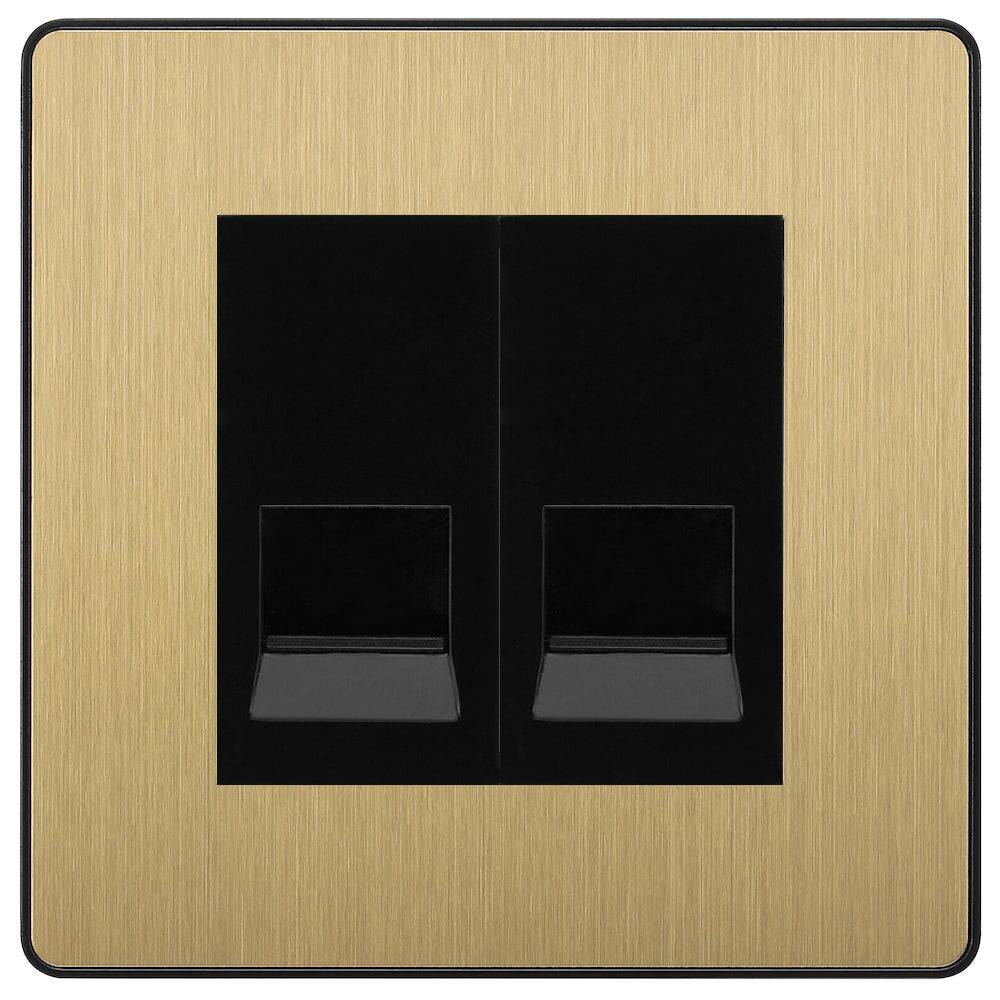 BG Evolve Polycarbonate Satin Brass Double Slave Telephone Socket ...