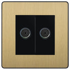Evolve Polycarbonate Satin Brass Double TV Socket PCDSB602B - The Switch Depot