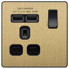 Evolve Polycarbonate Satin Brass Single USB Socket PCDSB21U2B - The Switch Depot