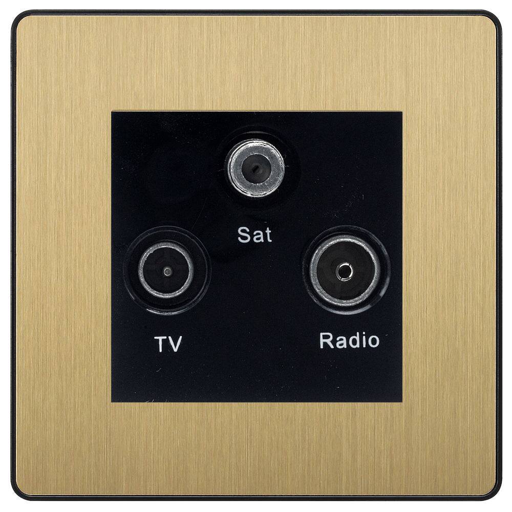 BG Evolve Polycarbonate Satin Brass Triplex TV Socket PCDSBTRIB | The ...