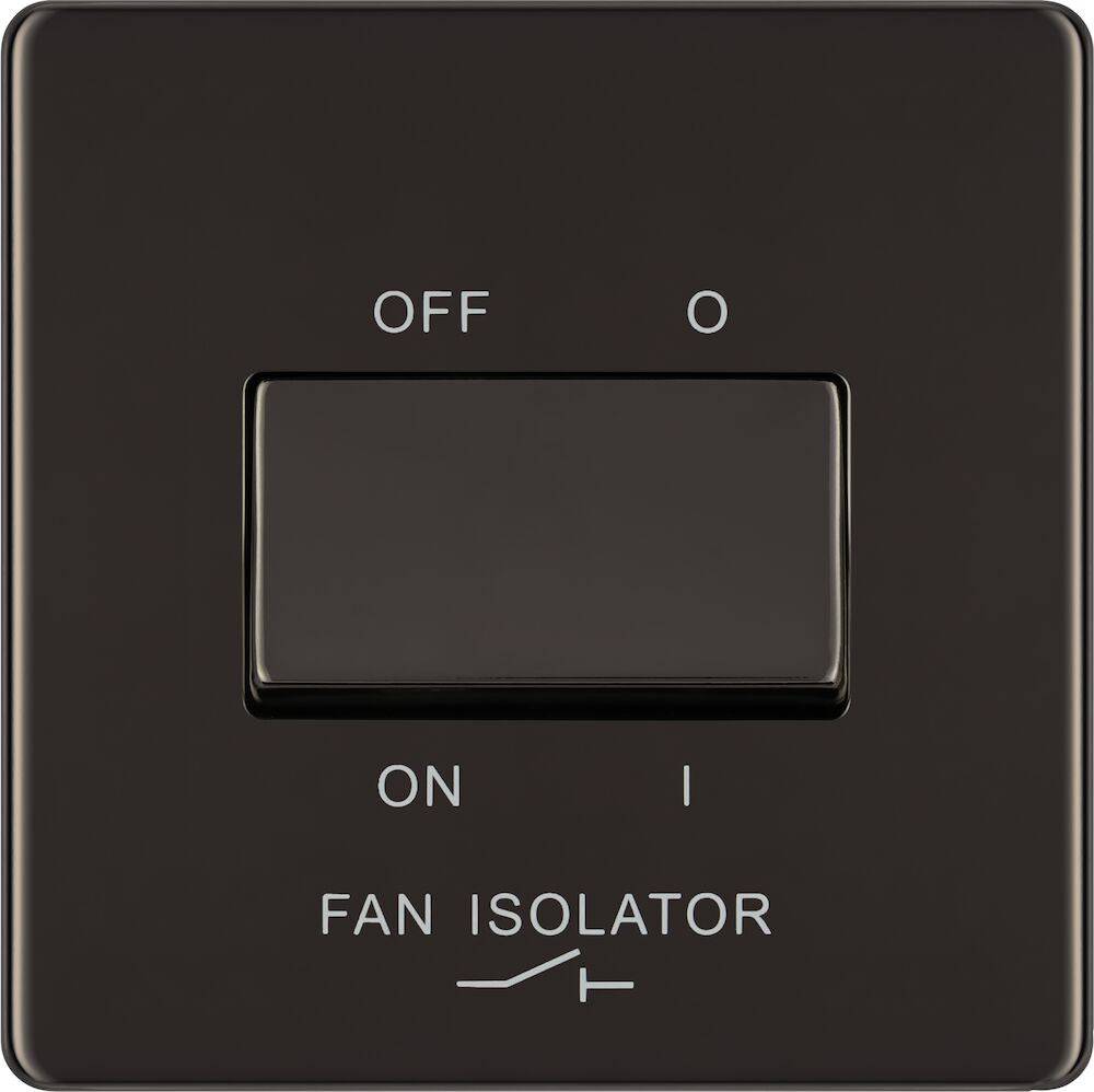 BG Screwless Black Nickel Fan Isolator Switch FBN15 - The Switch Depot