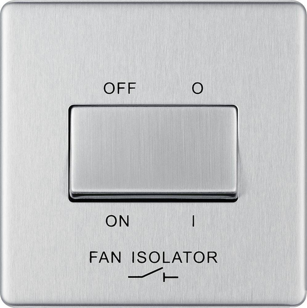 BG Screwless Brushed Steel Fan Isolator Switch FBS15 - The Switch Depot