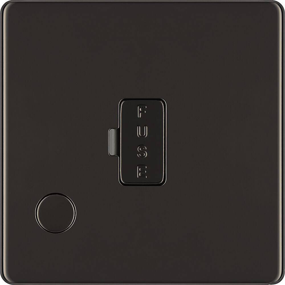 BG Screwless Black Nickel 13A Unswitched Spur with Flex Outlet FBN55 - The Switch Depot