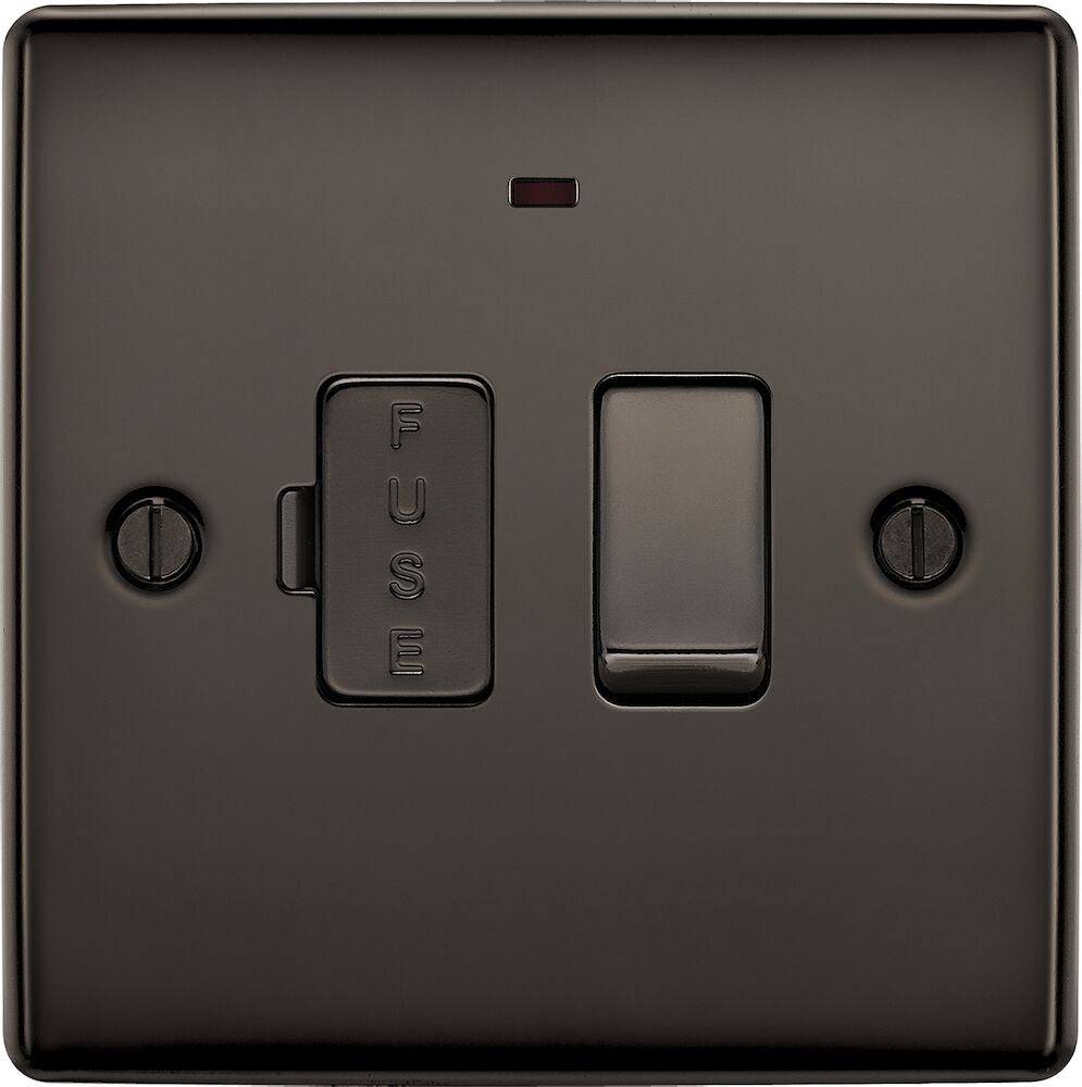 Nexus Metal Black Nickel 13A Switched Spur with Neon NBN52 - The Switch Depot