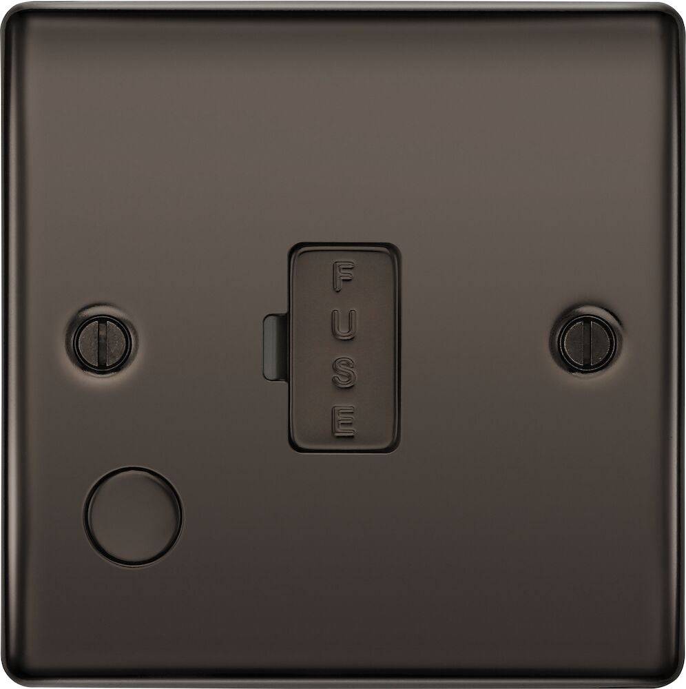 Nexus Metal Black Nickel 13A Unswitched Spur with Flex Outlet NBN55 - The Switch Depot
