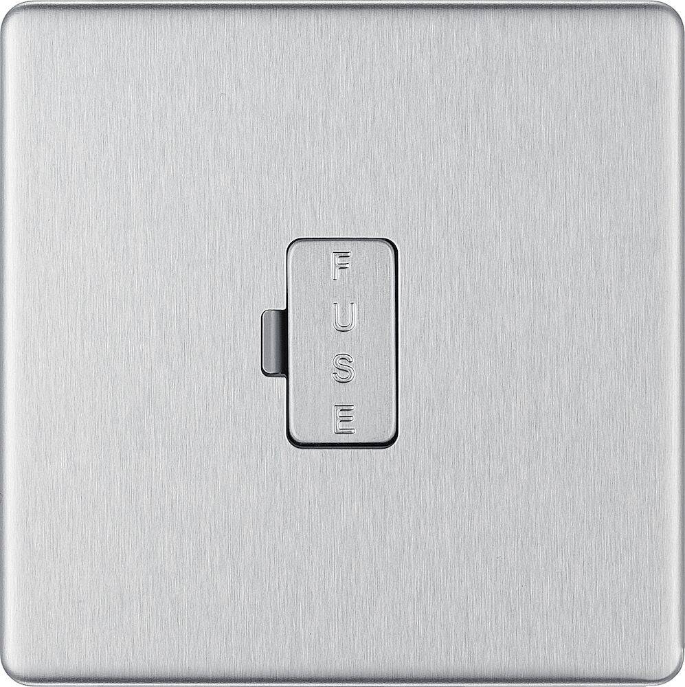 BG Screwless Brushed Steel 13A Unswitched Spur FBS54 - The Switch Depot