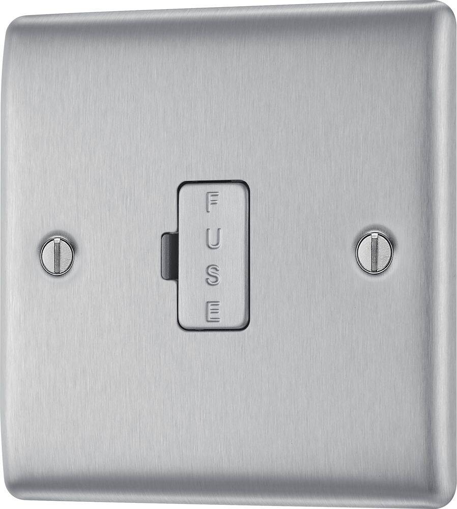 Nexus Metal Brushed Steel 13A Unswitched Spur NBS54 - The Switch Depot
