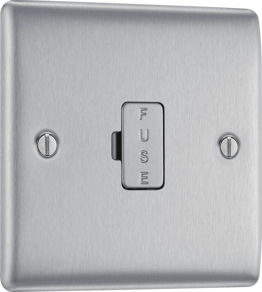 Nexus Metal Brushed Steel 13A Unswitched Spur NBS54 - The Switch Depot