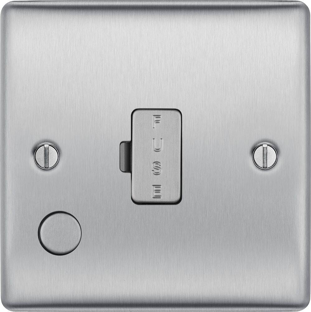Nexus Metal Brushed Steel 13A Unswitched Spur with Flex Outlet NBS55 - The Switch Depot