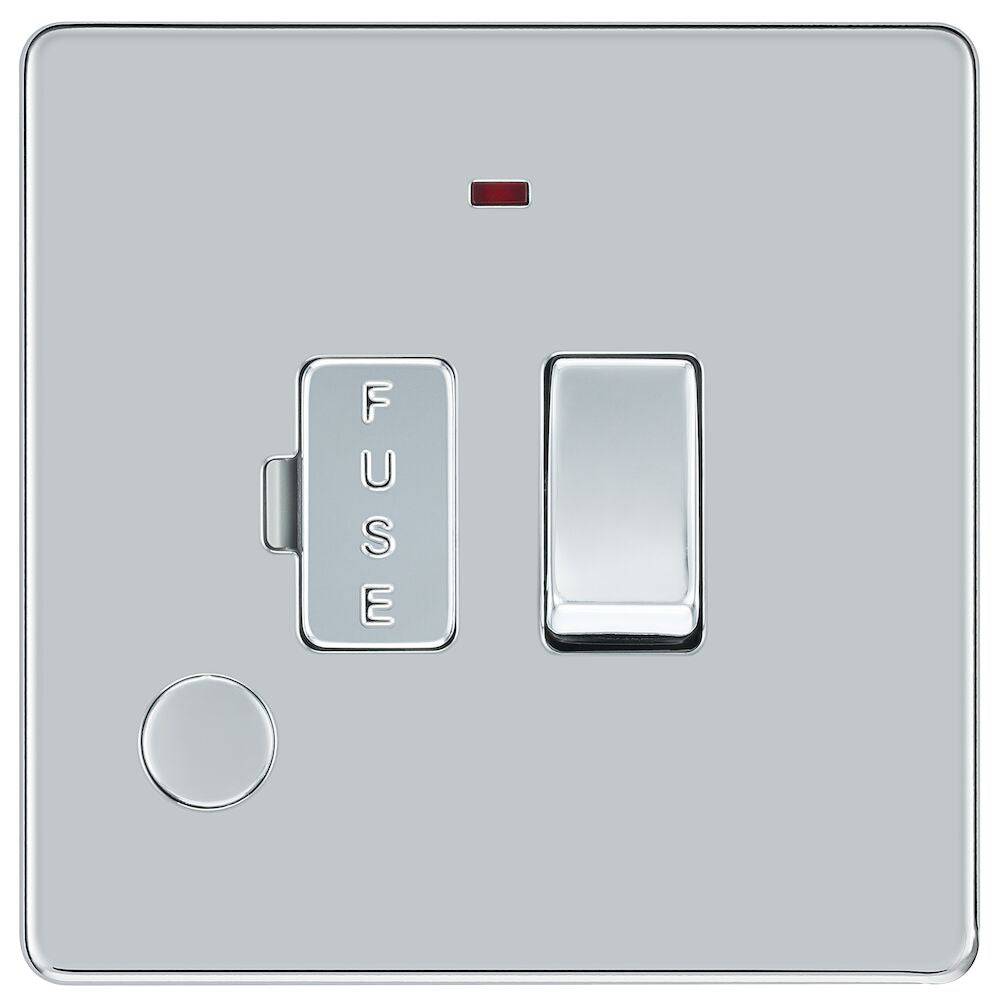 BG Screwless Polished Chrome 13A Switched Spur with Neon & Flex Outlet FPC53 - The Switch Depot