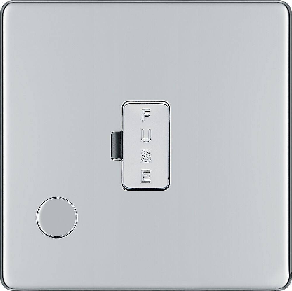 BG Screwless Polished Chrome 13A Unswitched Spur with Flex Outlet FPC55 - The Switch Depot