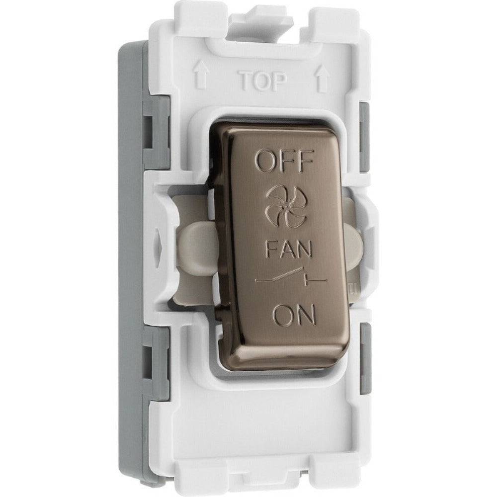 BG Black Nickel 10A Fan Isolator Grid Module RBN15 - The Switch Depot