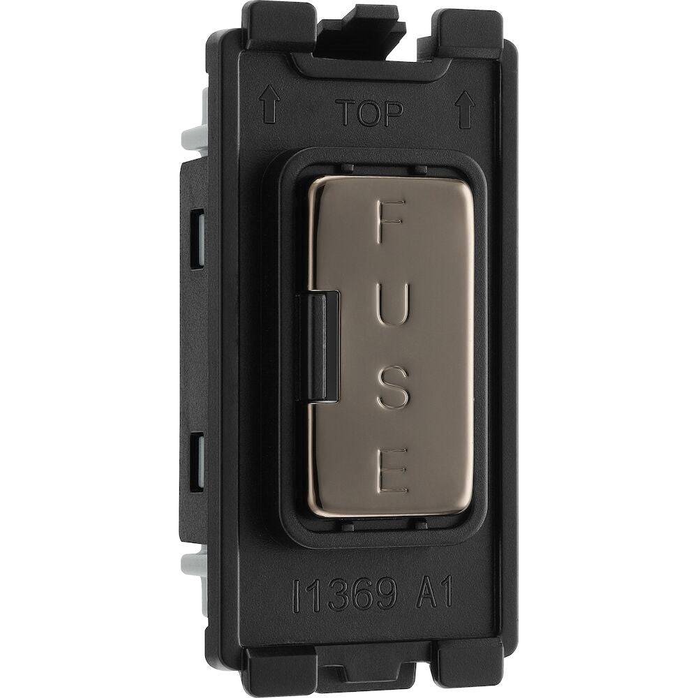 BG Black Nickel 13A Fuse Carrier Grid Module RBNFUSE - The Switch Depot