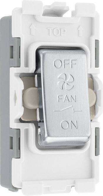 BG Brushed Steel 10A Fan Isolator Grid Module RBS15 - The Switch Depot