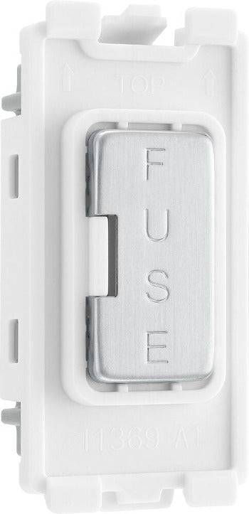 BG Brushed Steel 13A Fuse Carrier Grid Module RBSFUSE - The Switch Depot