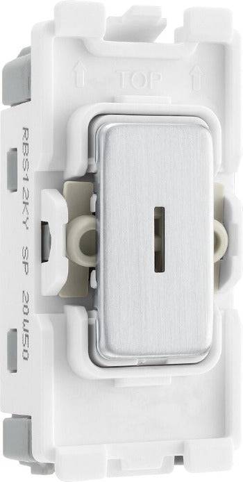 BG Brushed Steel 20A 2 Way Key Grid Module RBS12KY - The Switch Depot