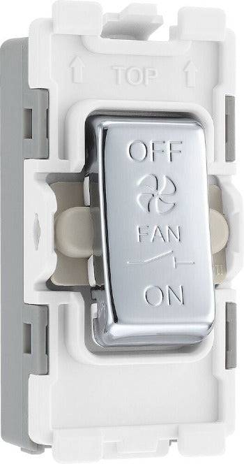 BG Polished Chrome 10A Fan Isolator Grid Module RPC15 - The Switch Depot