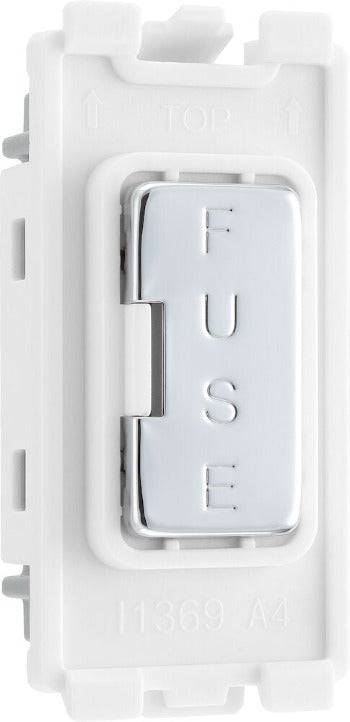 BG Polished Chrome 13A Fuse Carrier Grid Module RPCFUSE - The Switch Depot