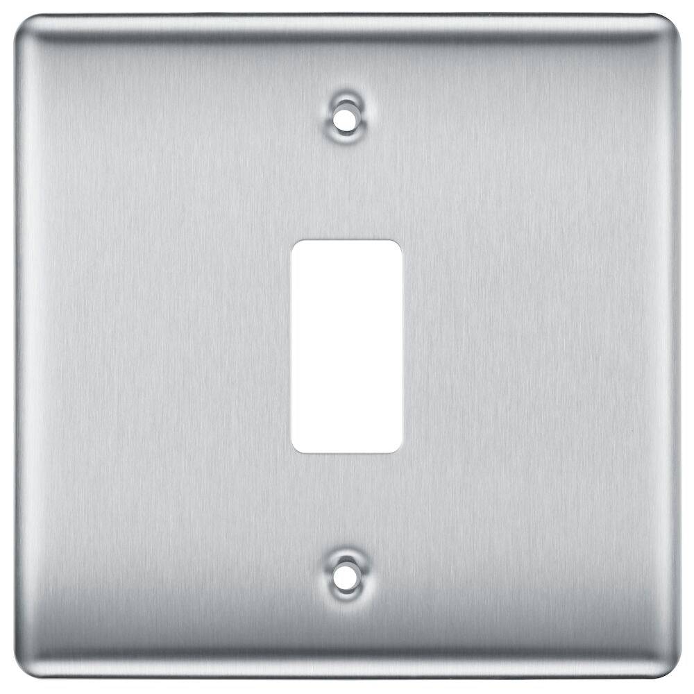 Nexus Metal Brushed Steel 1G Grid Plate RNBS1 - The Switch Depot