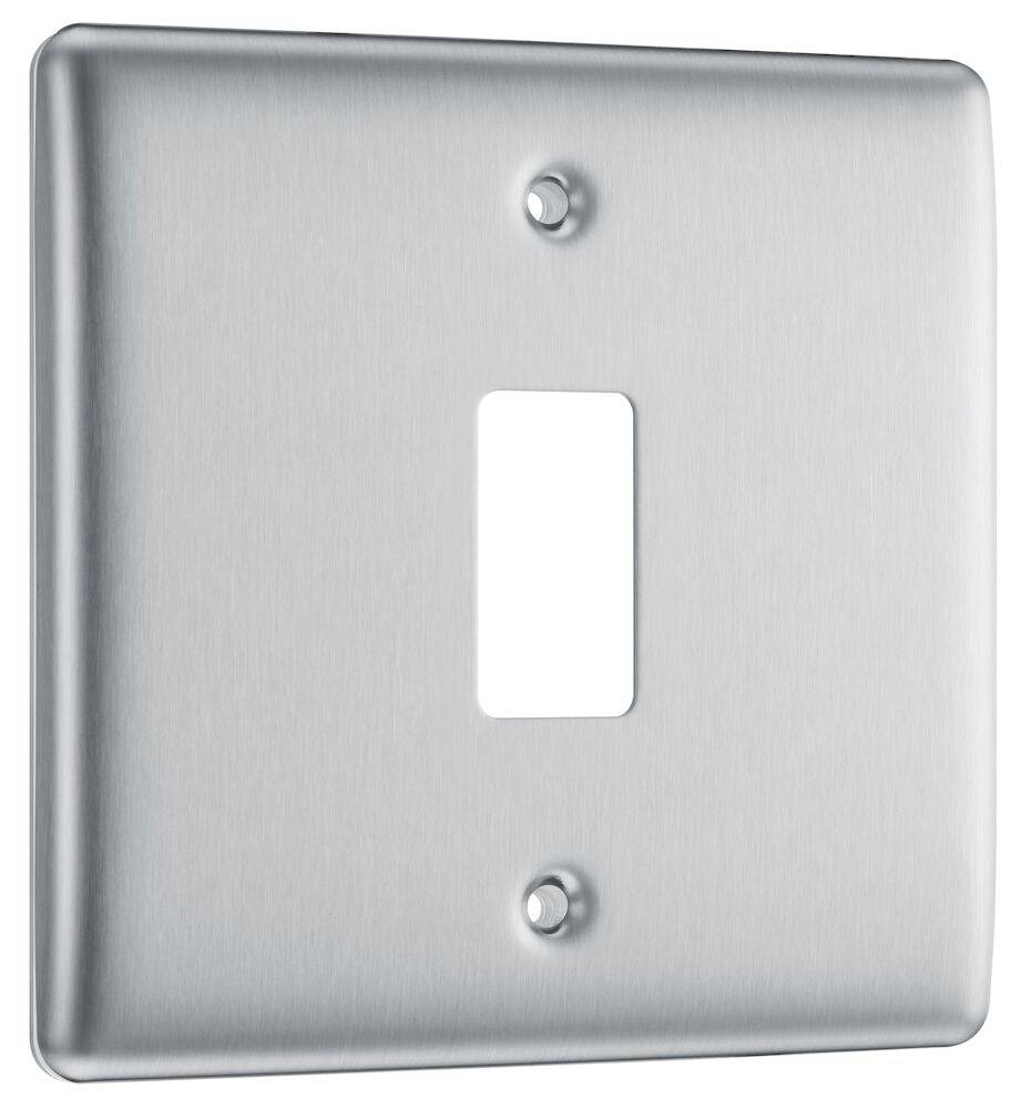 Nexus Metal Brushed Steel 1G Grid Plate RNBS1 - The Switch Depot