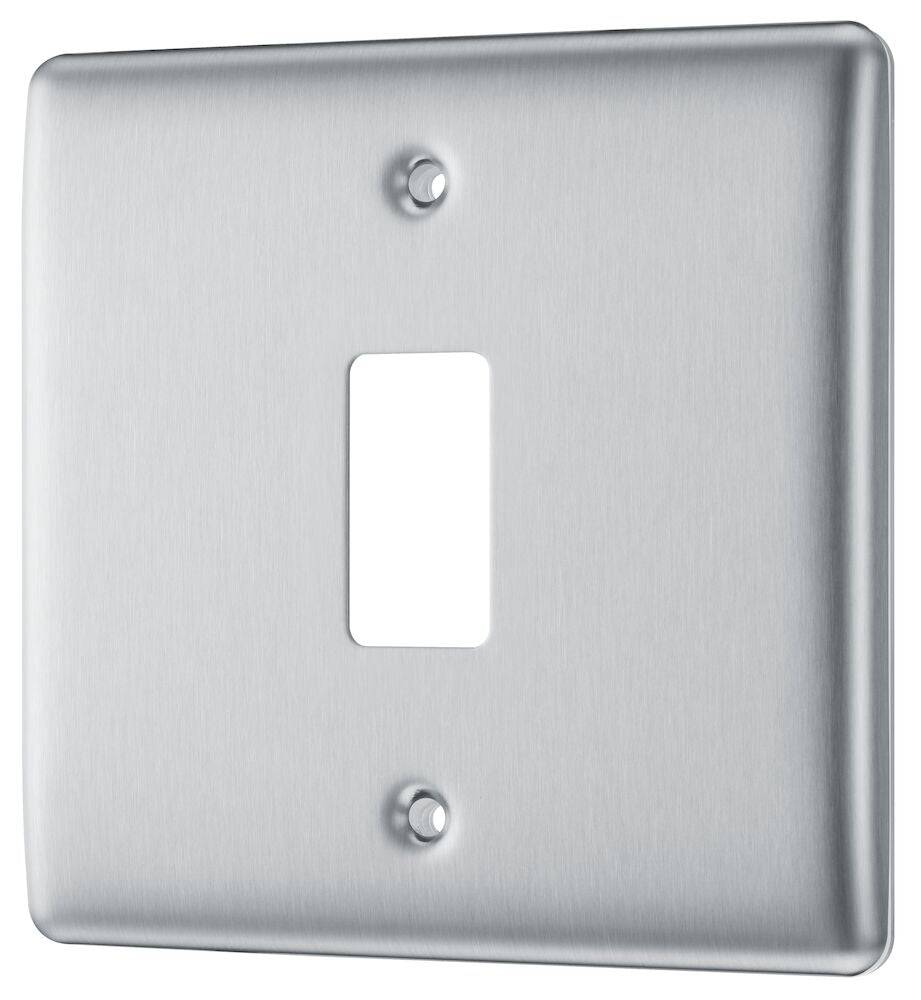 Nexus Metal Brushed Steel 1G Grid Plate RNBS1 - The Switch Depot