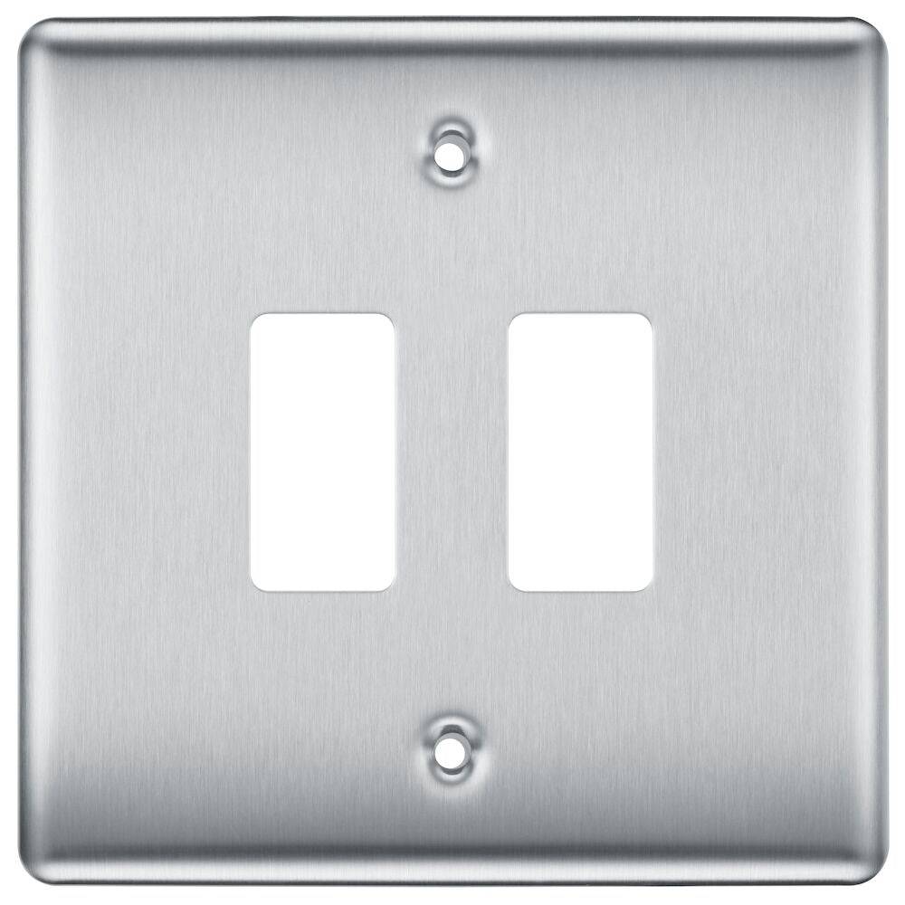 Nexus Metal Brushed Steel 2G Grid Plate RNBS2 - The Switch Depot