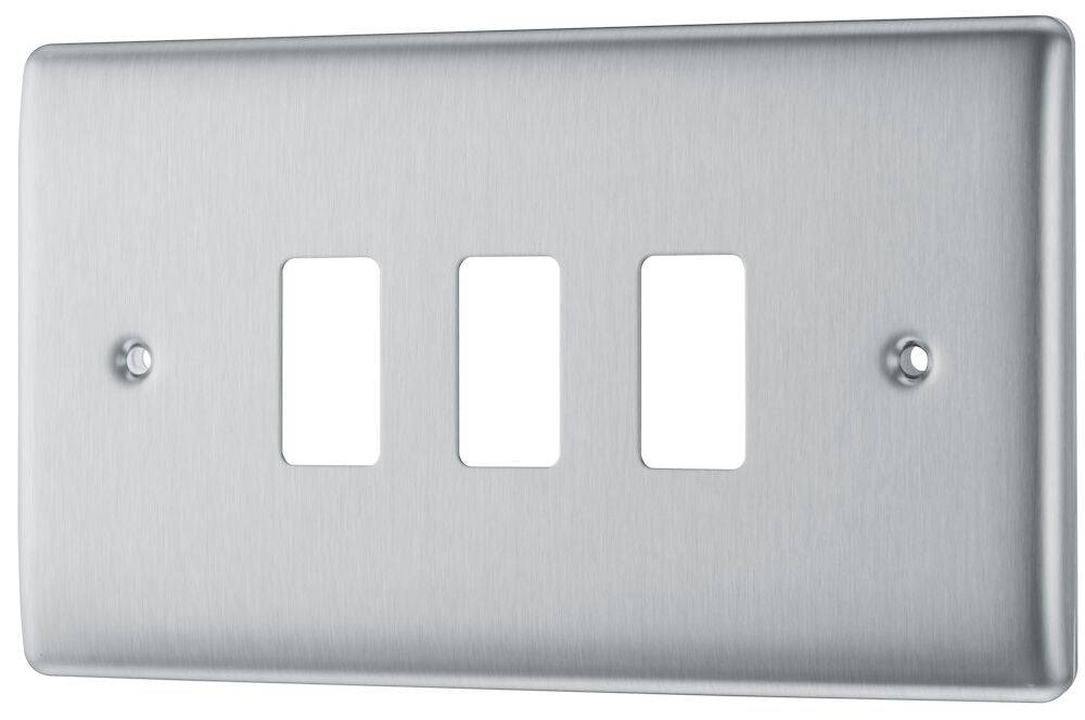Nexus Metal Brushed Steel 3G Grid Plate RNBS3 - The Switch Depot