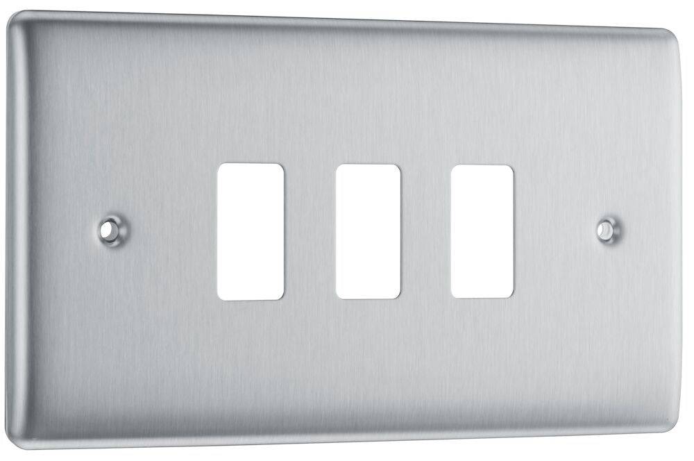 Nexus Metal Brushed Steel 3G Grid Plate RNBS3 - The Switch Depot