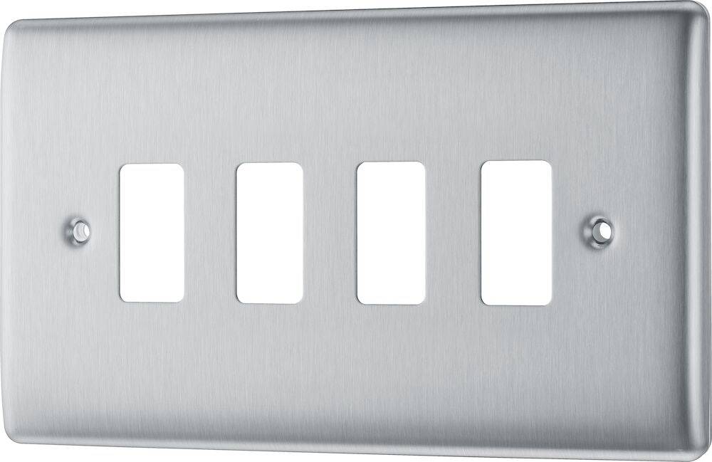 Nexus Metal Brushed Steel 4G Grid Plate RNBS4 - The Switch Depot