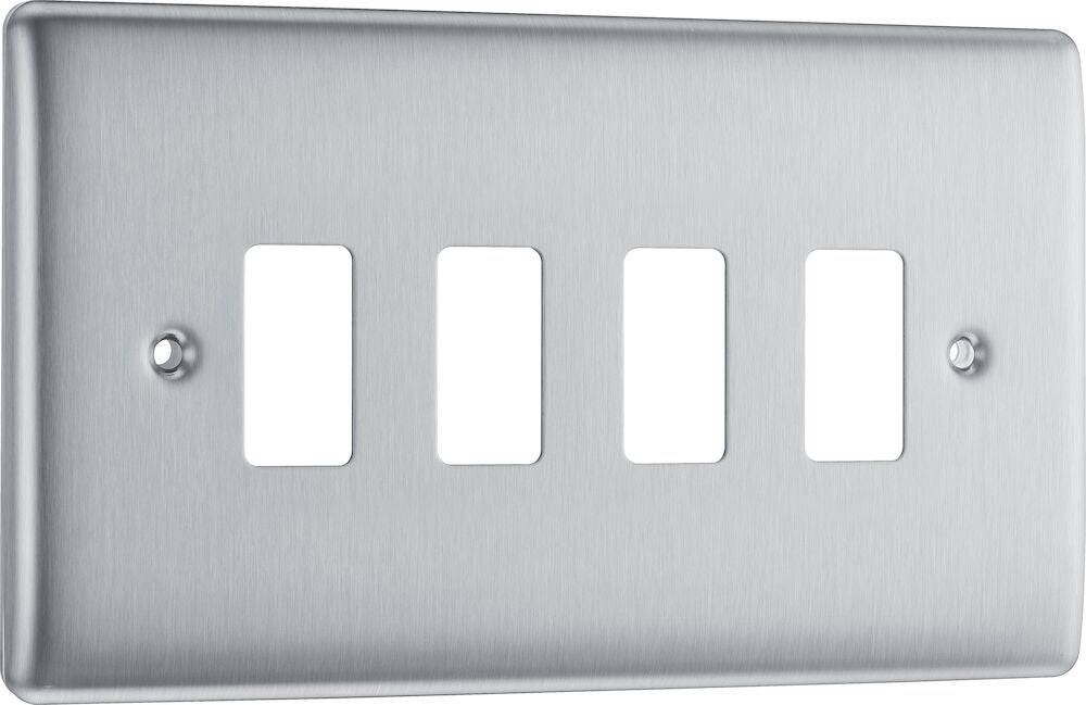 Nexus Metal Brushed Steel 4G Grid Plate RNBS4 - The Switch Depot