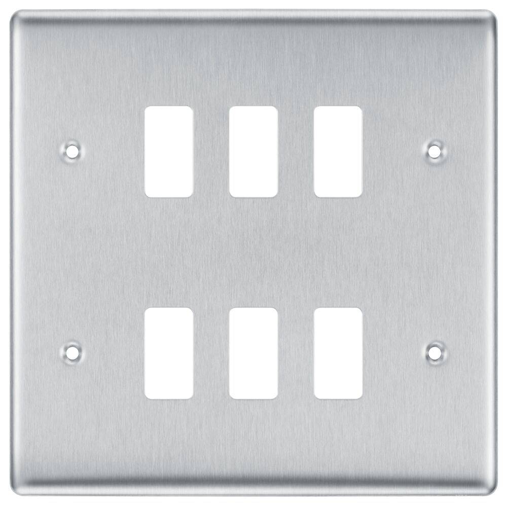 Nexus Metal Brushed Steel 6G Grid Plate RNBS6 - The Switch Depot