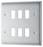 Nexus Metal Brushed Steel 6G Grid Plate RNBS6 - The Switch Depot