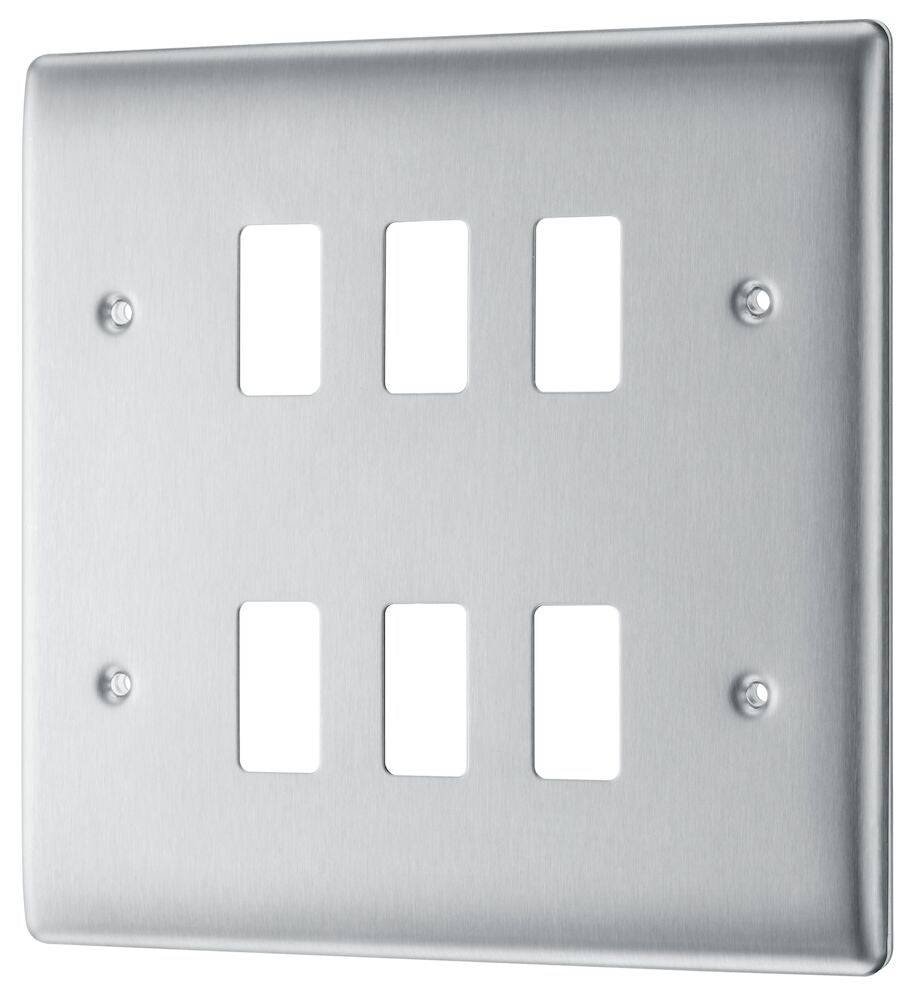 Nexus Metal Brushed Steel 6G Grid Plate RNBS6 - The Switch Depot