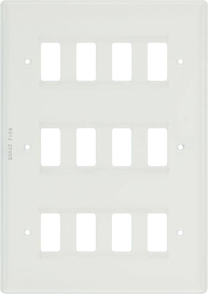 BG Moulded White PVC 12G Grid Plate R812 - The Switch Depot