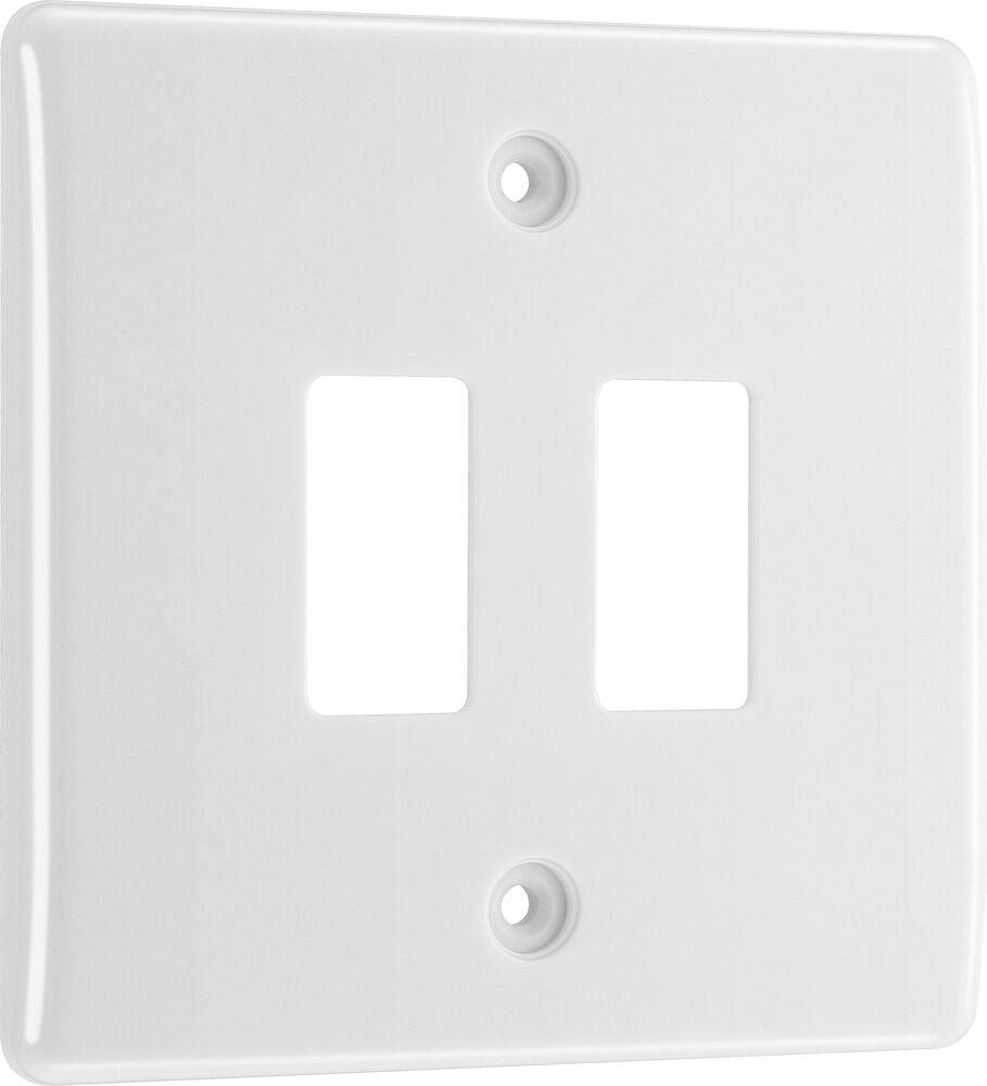 BG Moulded White PVC 2G Grid Plate R82 - The Switch Depot