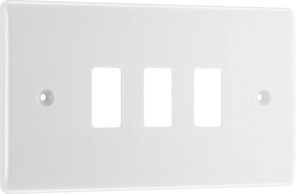 BG Moulded White PVC 3G Grid Plate R83 - The Switch Depot