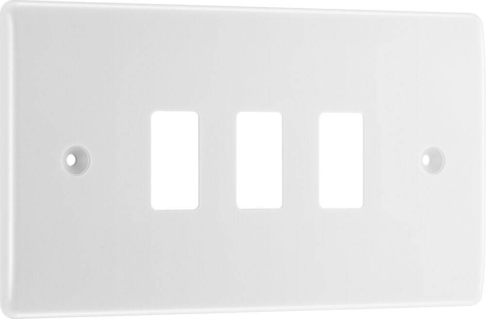 BG Moulded White PVC 3G Grid Plate R83 - The Switch Depot