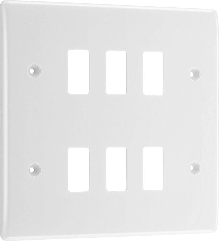 BG Moulded White PVC 6G Grid Plate R86 - The Switch Depot