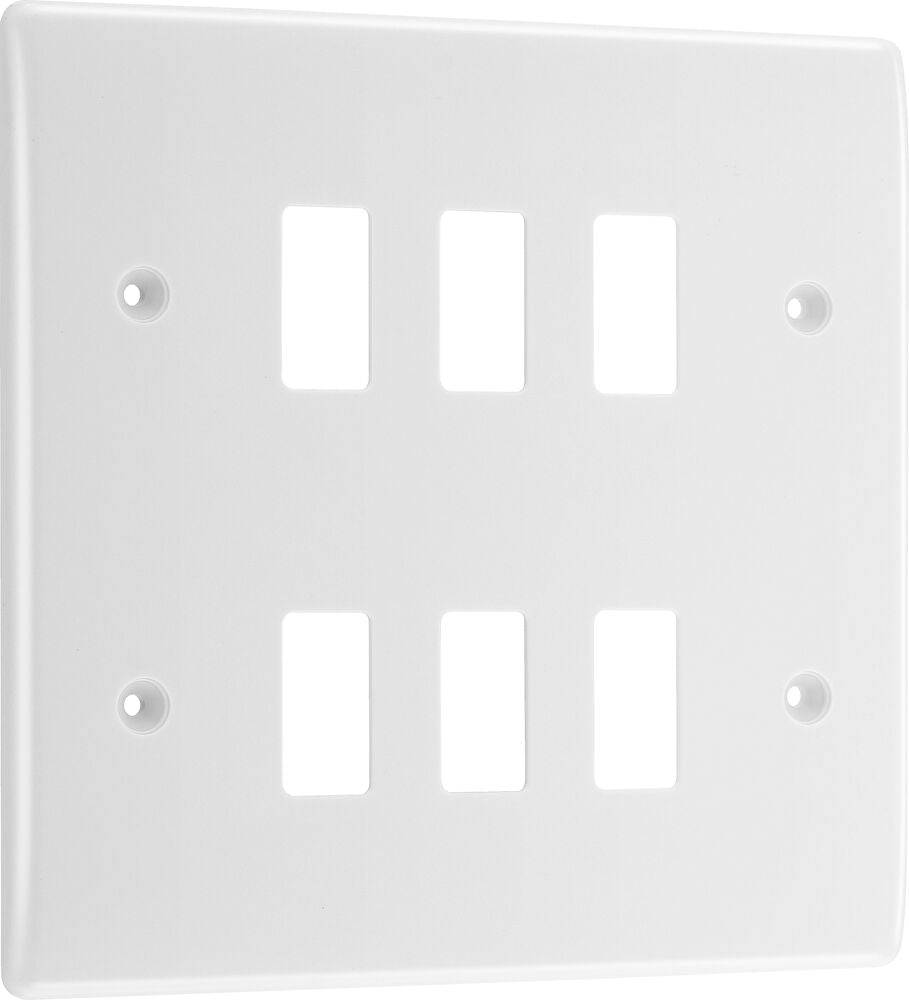 BG Moulded White PVC 6G Grid Plate R86 - The Switch Depot