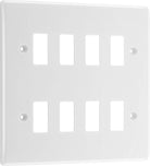 BG Moulded White PVC 8G Grid Plate R88 - The Switch Depot