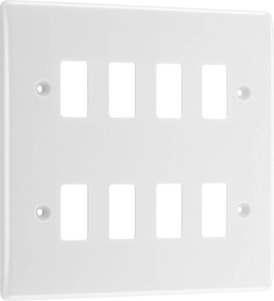 BG Moulded White PVC 8G Grid Plate R88 - The Switch Depot