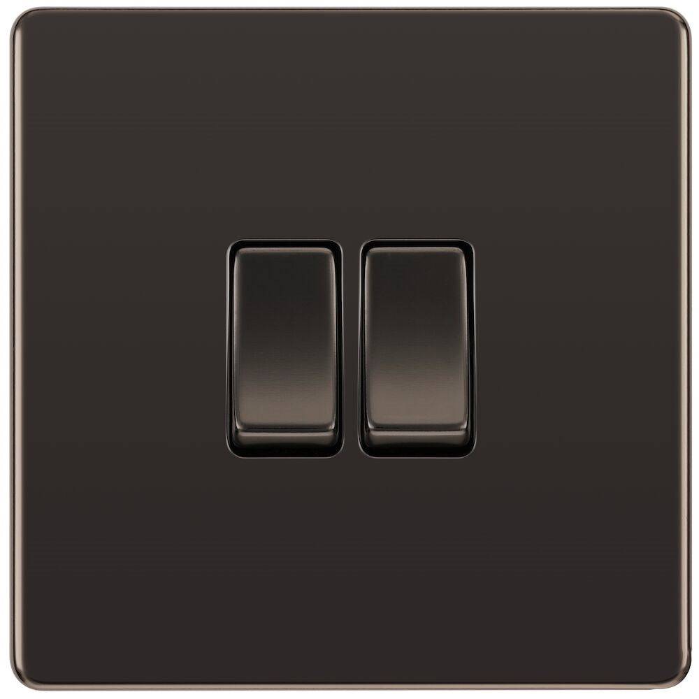 BG Screwless Black Nickel 2G Intermediate Light Switch FBN2GINT - The Switch Depot