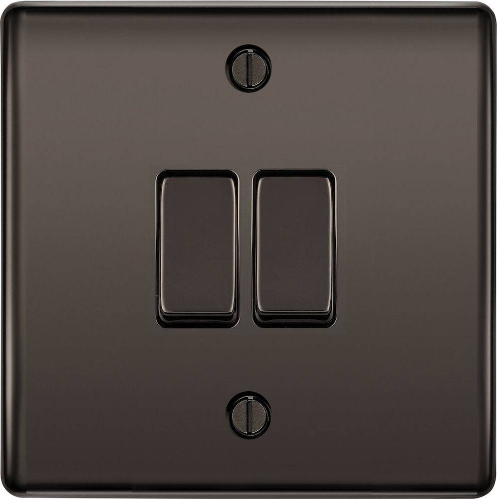 Nexus Metal Black Nickel 2G Intermediate Light Switch NBN2GINT - The Switch Depot