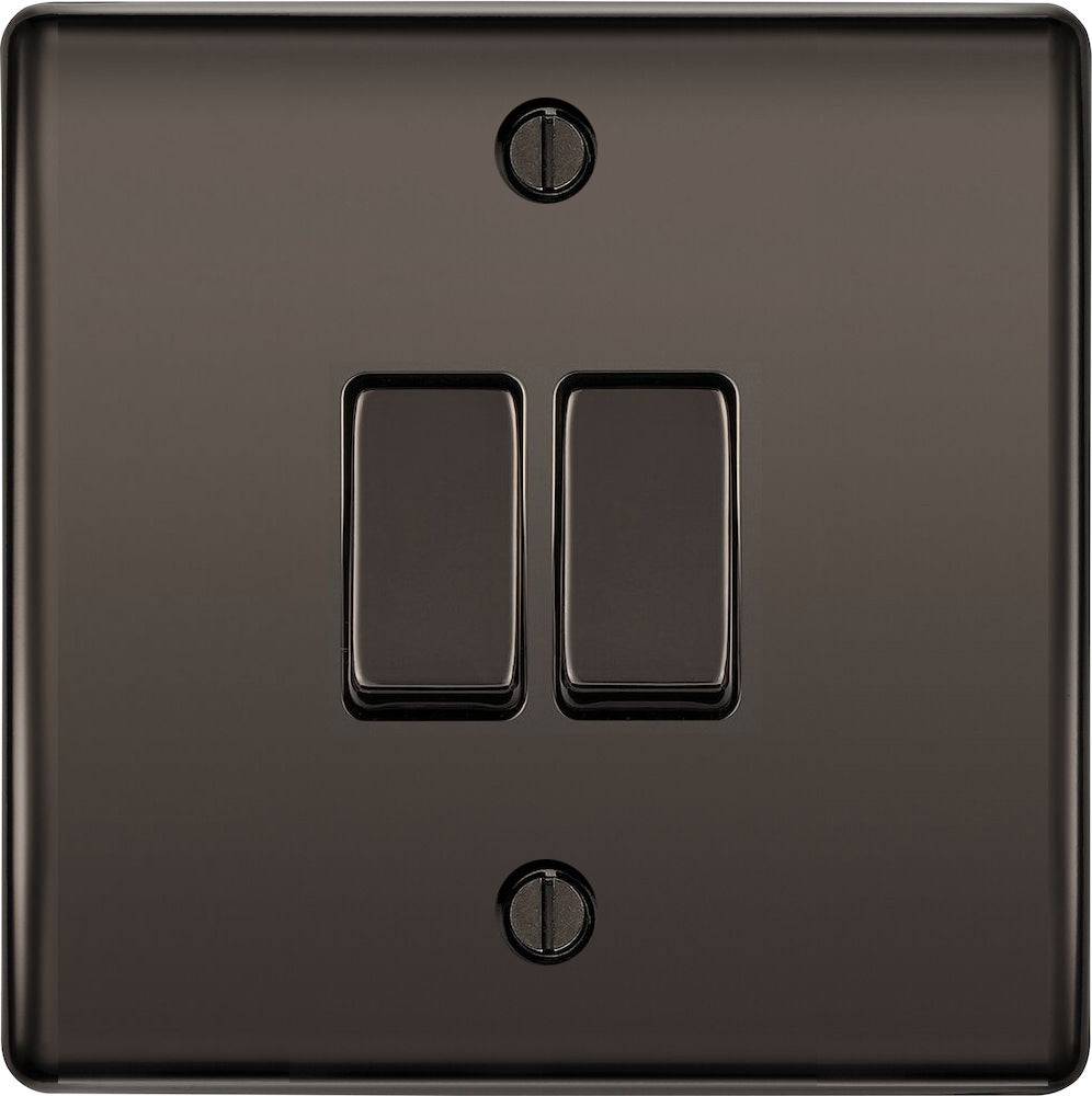 Nexus Metal Black Nickel 2W & Intermediate Light Switch NBN2WINT - The Switch Depot