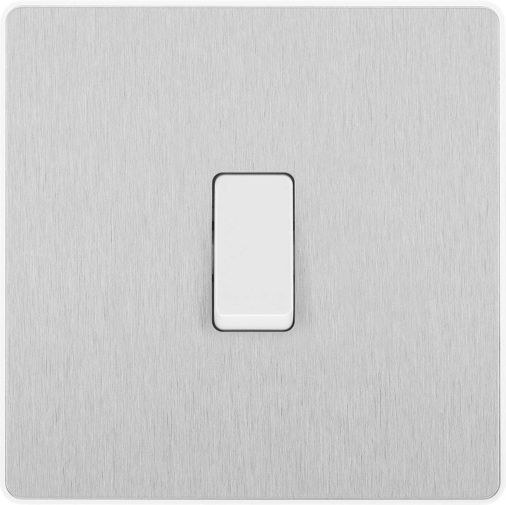 Evolve Polycarbonate Brushed Steel Intermediate Light Switch PCDBS13W - The Switch Depot