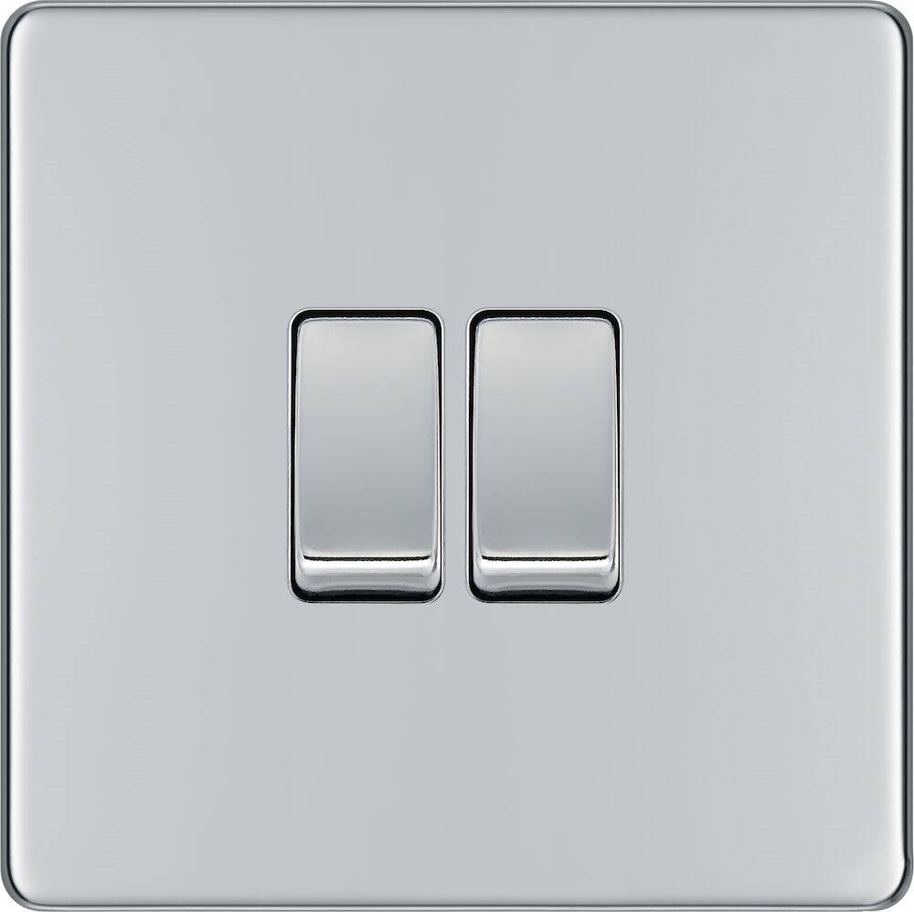 BG Screwless Polished Chrome 2W & Intermediate Light Switch FPC2WINT - The Switch Depot